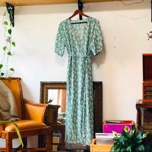 Light Blue Floral Wrap Dress